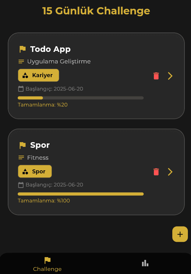 15 Günlük Challenge Uygulaması - Screenshot 1
