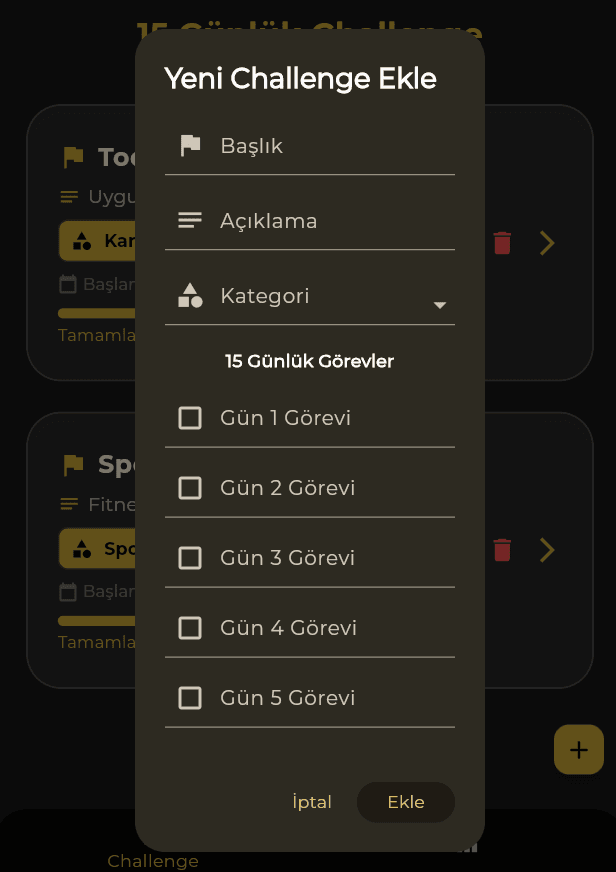 15 Günlük Challenge Uygulaması - Screenshot 2