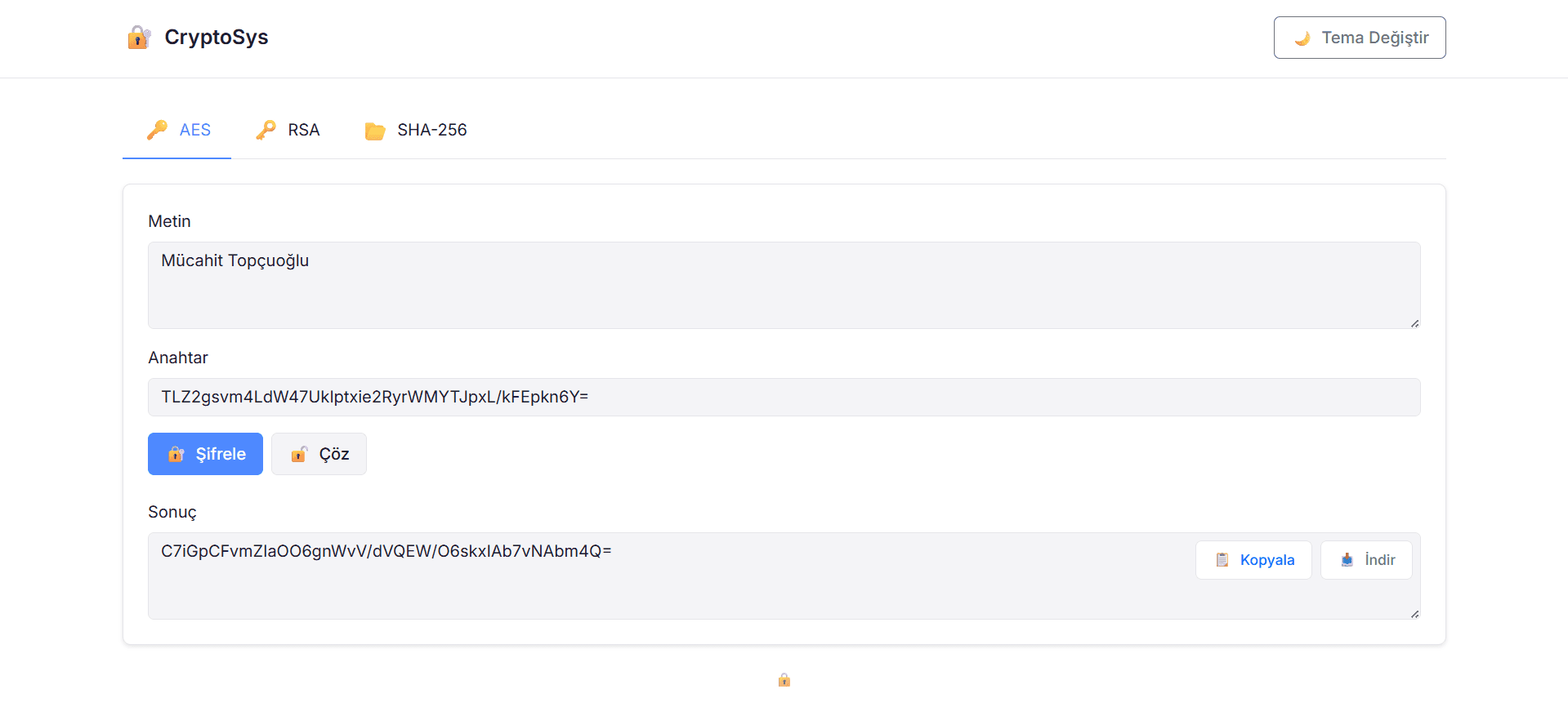 Kriptografi Uygulaması - Screenshot 1