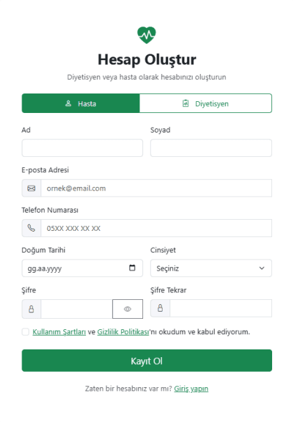 DotNet Diyetisyen-Hasta Takip Uygulaması - Screenshot 3
