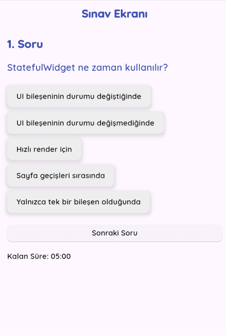 Dinamik Mobil Sınav Uygulaması - Screenshot 3