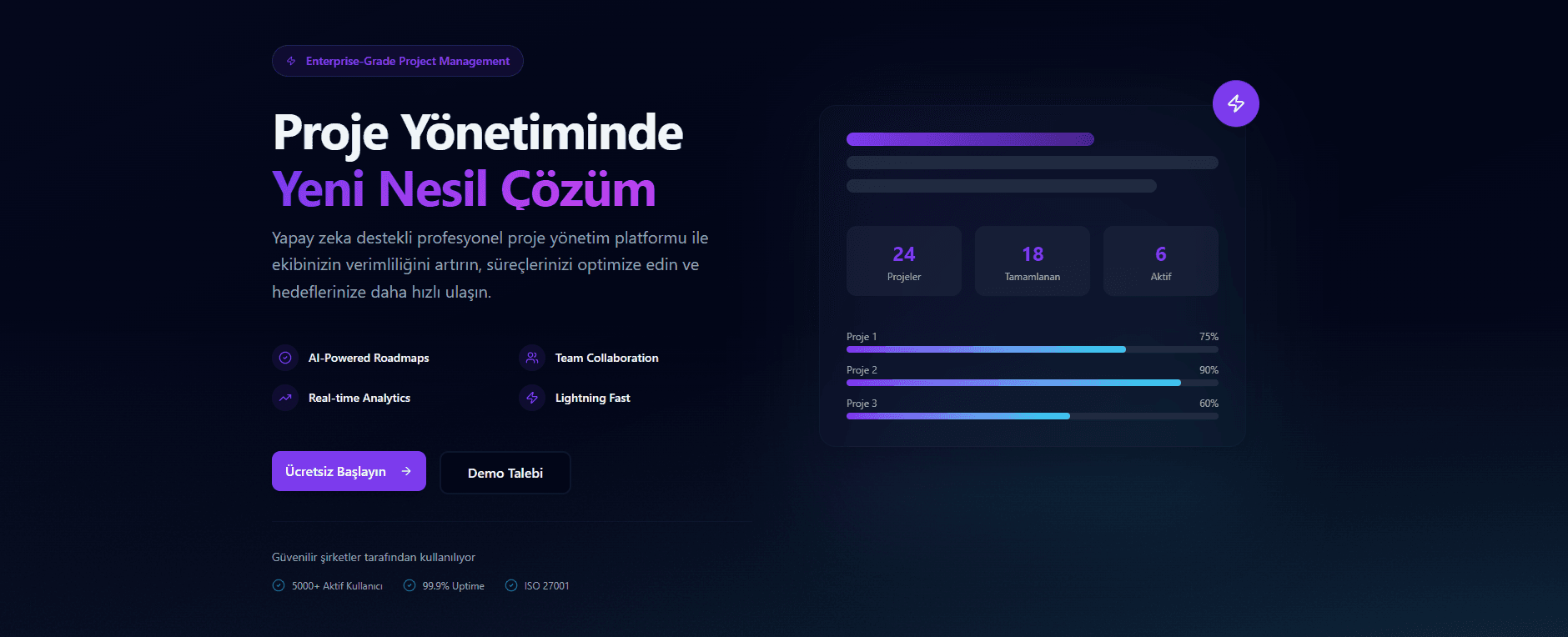 ProYön - AI Destekli Kurumsal Proje Yönetim Platformu - Screenshot 1
