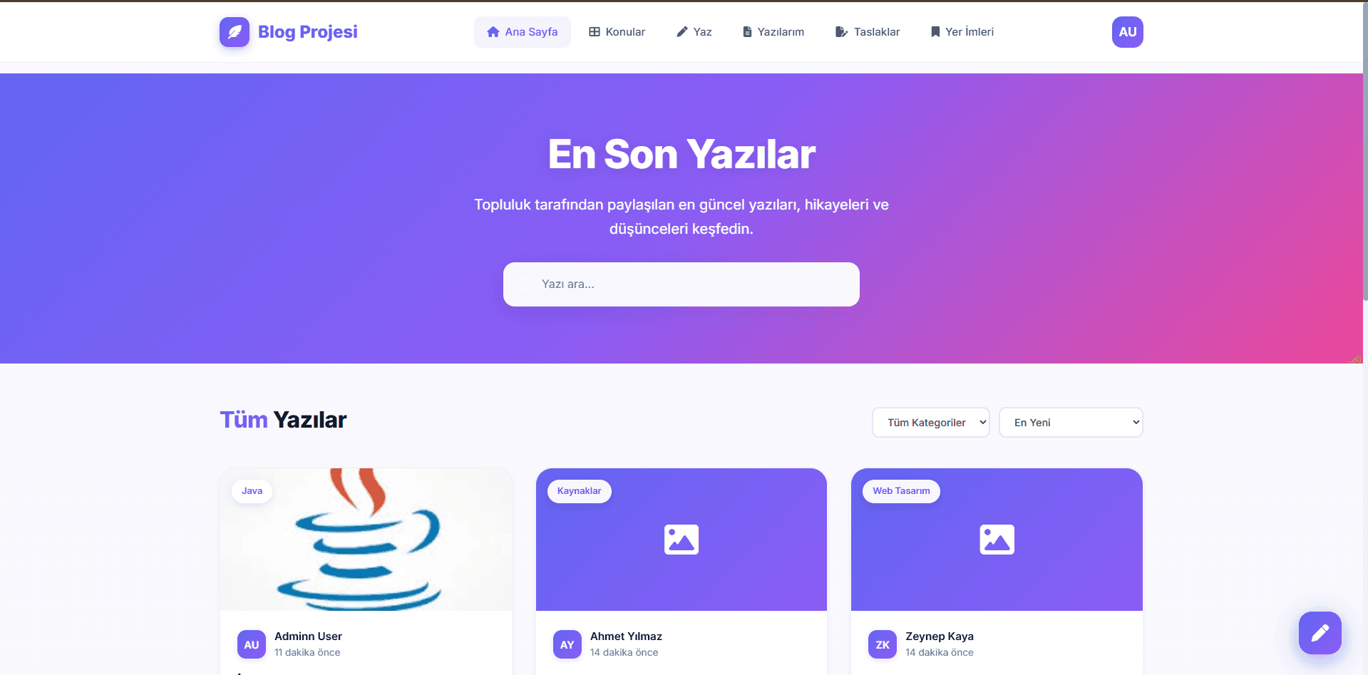 Spring Boot Blog & İçerik Yönetim Sistemi - Screenshot 1