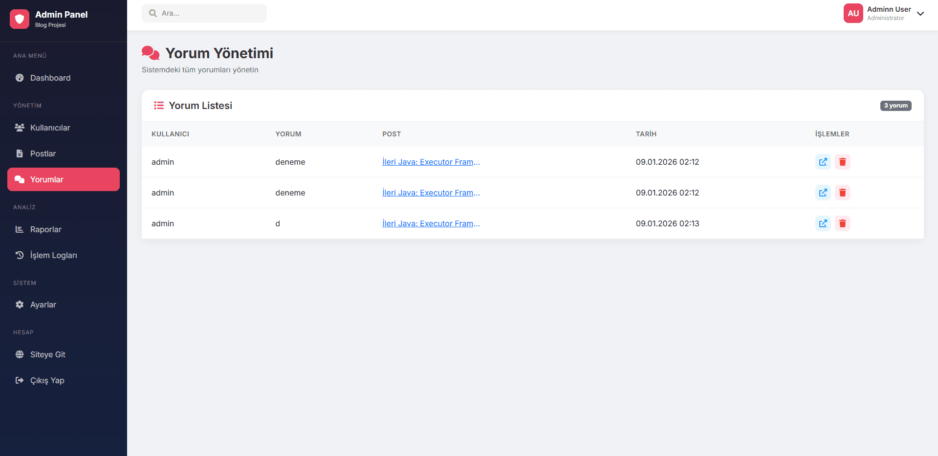 Spring Boot Blog & İçerik Yönetim Sistemi - Screenshot 12