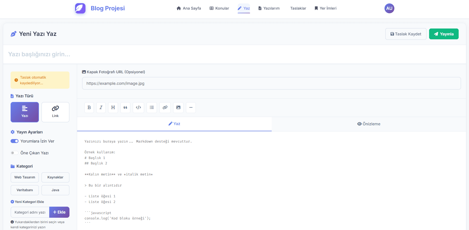 Spring Boot Blog & İçerik Yönetim Sistemi - Screenshot 3