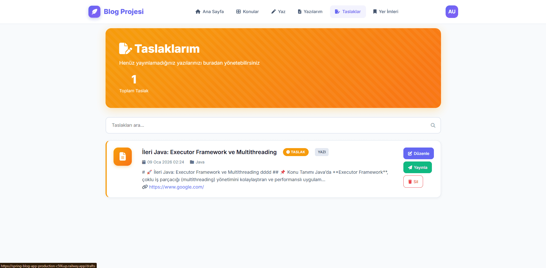 Spring Boot Blog & İçerik Yönetim Sistemi - Screenshot 5